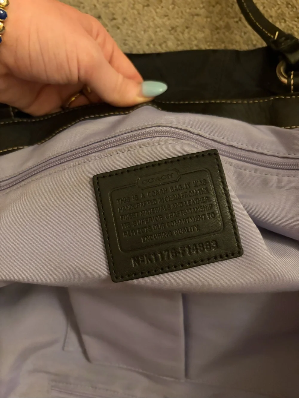 Coach Black Signature Nylon Tote with Front Zip Pocket